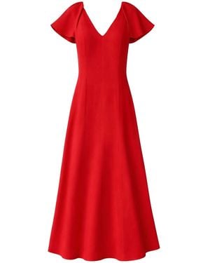 Ro & Zo Flutter Sleeve Dress With Linen - Rot