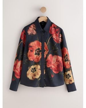Next Floral Print Long Sleeve Shirt - Black