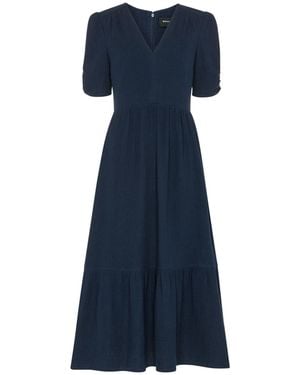 Whistles Textured Cotton Midi Dress - Blue