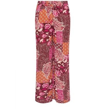 M Com Printed Wide Leg Pants - Red