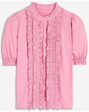 Boden Eda Ruffle Front Shirt - Pink
