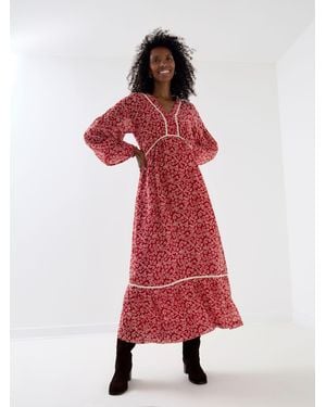 Jojo Maman Bébé Long Sleeve Midi Maternity Dress - Rot
