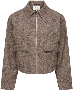 Jdy Zip Herringbone Jacket - Brown