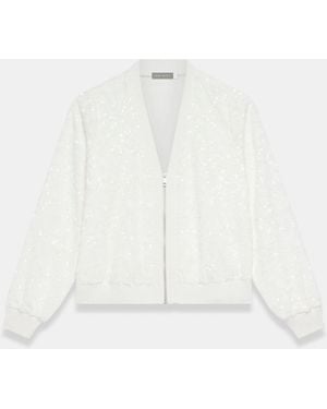 Mint Velvet Sequin Bomber Jacket - White