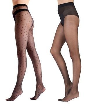 Pretty Polly All Over Heart Gloss 10 Denier Tights 2 Pack - White