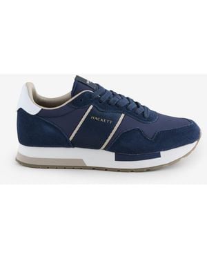 Hackett Keston Symbol Leather And Suede Sneakers - Blue
