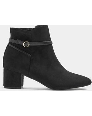 Long Tall Sally Buckle Detail Ankle Boots - Black