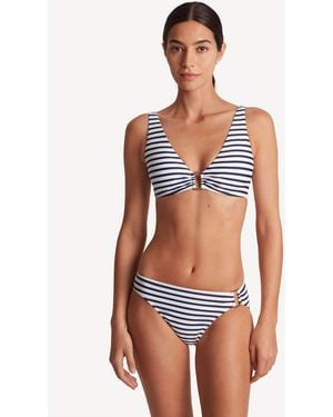 Ralph Lauren Luxe Stripe Ring Front Bikini Top - White