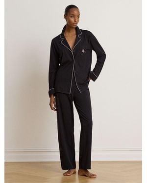 Ralph Lauren Cotton Long Sleeve Pyjamas Set - Black