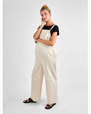 Jojo Maman Bébé Wide Leg Maternity Linen Dungaree - Natural