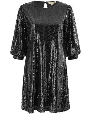 Yumi' Sequin Tunic Dress With Balloon Sleeves - Black