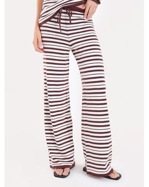4th & Reckless Wide Leg Stripe Knit Pants - Red
