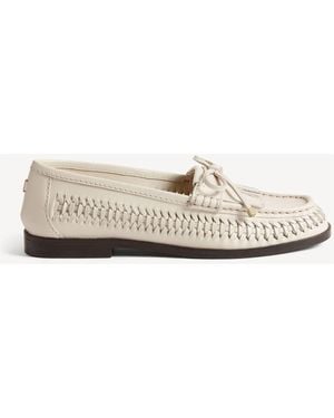 Hobbs Darcy Woven Leather Loafers - White