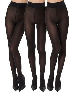 Wolford Velvet De Luxe 66 Denier Tights 3 Pack - Black
