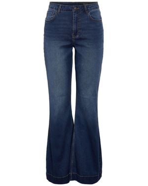 Noisy May High Waisted Super Stretch Flared Jeans - Blue