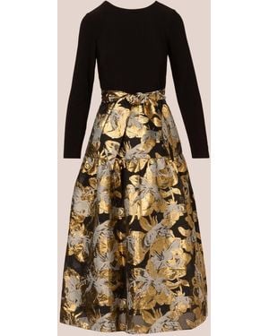 Adrianna Papell Combo Floral Jacquard Dress - Natural