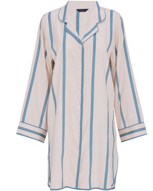 Fable & Eve Printed Stripe Long Sleeve Nightshirt - Blue