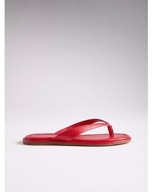 The Set Toe Thong Flat Sandals Leather - Red