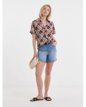 JD Williams Collar Detail Short Sleeve Tunic Top - Blue