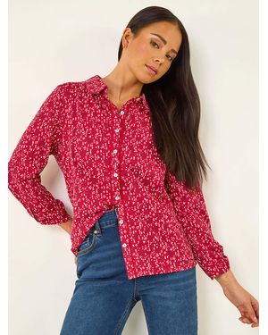 Roman Petite Abstract Spot Stretch Shirt - Red