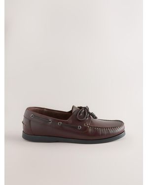 Next Signature Leather Boat Shoes - Brown