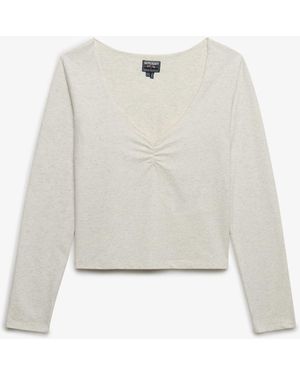 Superdry Athletic Essential Gathered Long Sleeve Top - White