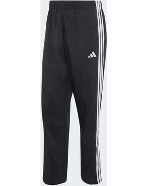 adidas Essentials 3-Stripes Stanford Lite Woven Tapered Open Hem Sweatpants - Black