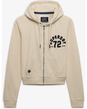 Superdry Athletic Relaxed Crop Zip Hoodie - Natural
