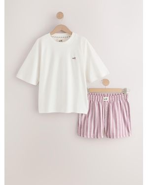 Self Stripe Short Pyjamas Set - Pink