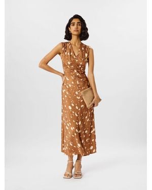 Whistles Sleeveless Spot Viscose Midi Dress - White