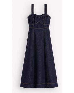 Boden Paneled Bodice Denim Dress - Blue