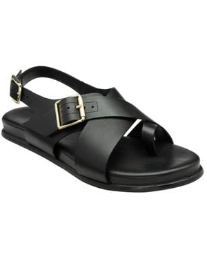 Ravel Leather Slingback Flat Sandals - Black