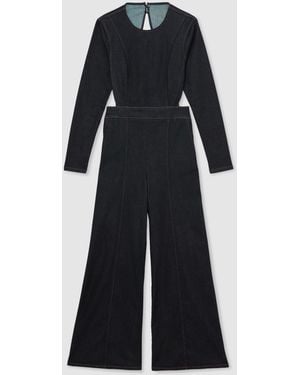Reiss Wide-Leg Open-Back Denim Jumpsuit - Multicolor