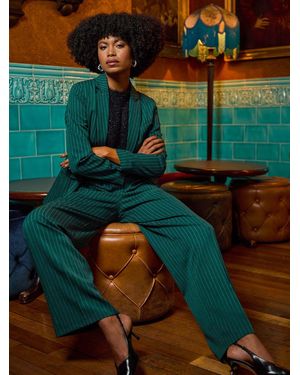 Roman Stripe Wide Leg Trousers - Green