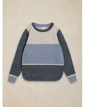 White Stuff Talia Nep Block Sweater - Blue