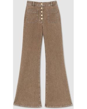 Reiss Cali - Light Brown Twin-pocket Button Flared Jeans, 26w X 31l (uk 26 R) - Natural