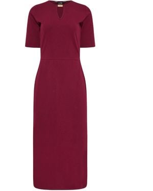 Long Tall Sally Keyhole Fitted Midi Dress - Red