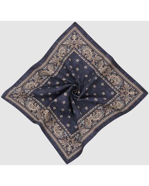 Reiss Ennio Silk Square-Medallion Paisley Pocket Square - Gray