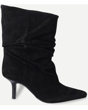 OFF THE HOOK Selene Suede Pointed Toe High Heel Ankle Boots - Black