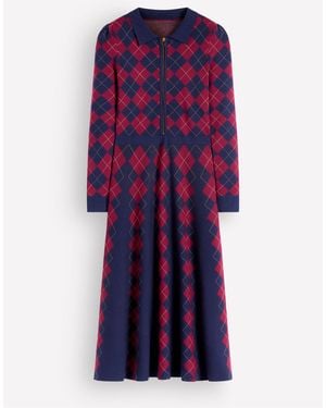 Boden Fiona Zip Front Knitted Dress - Purple