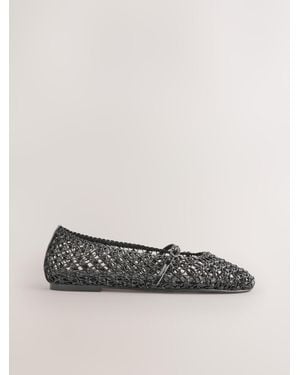 Next Forever Comfort Flower Weave Maryjane Shoes - Black