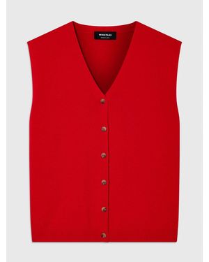 Whistles V-Neck Button Front Knit Tank - Red
