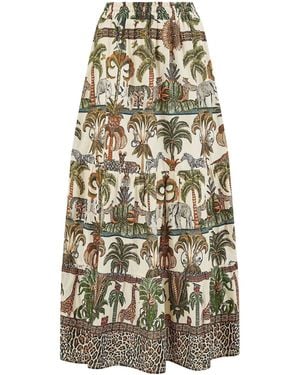 Yumi' Cotton Tiered Boho Maxi Skirt - White