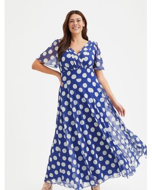 Scarlett & Jo Isabelle Angel Sleeve Maxi Dress - Blau