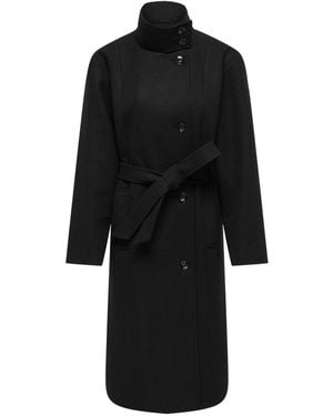 ONLY Polished Belted High Neck Long Coat - Black