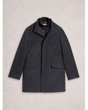 White Stuff Wool Funnel Coat - Blue
