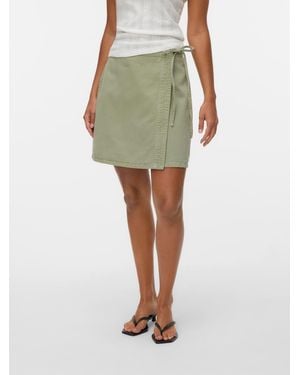 Vero Moda Short Denim Wrap Skirt - Green