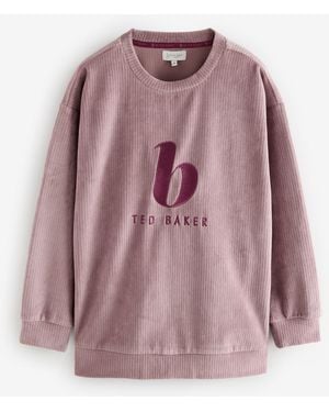 Ted Baker Cord Velour Longline Sweatshirt - Pink