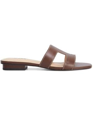 Dune Dark Standard Fit Leather Loupe Smart Slider Sandals - Brown