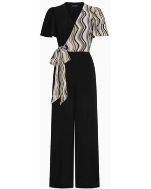 Hot Squash Overwrap Print Jumpsuit - Black